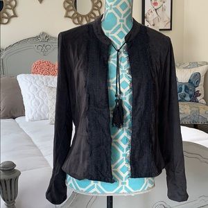 🖤 Nanette Lepore Lace & Faux Suede Blazer